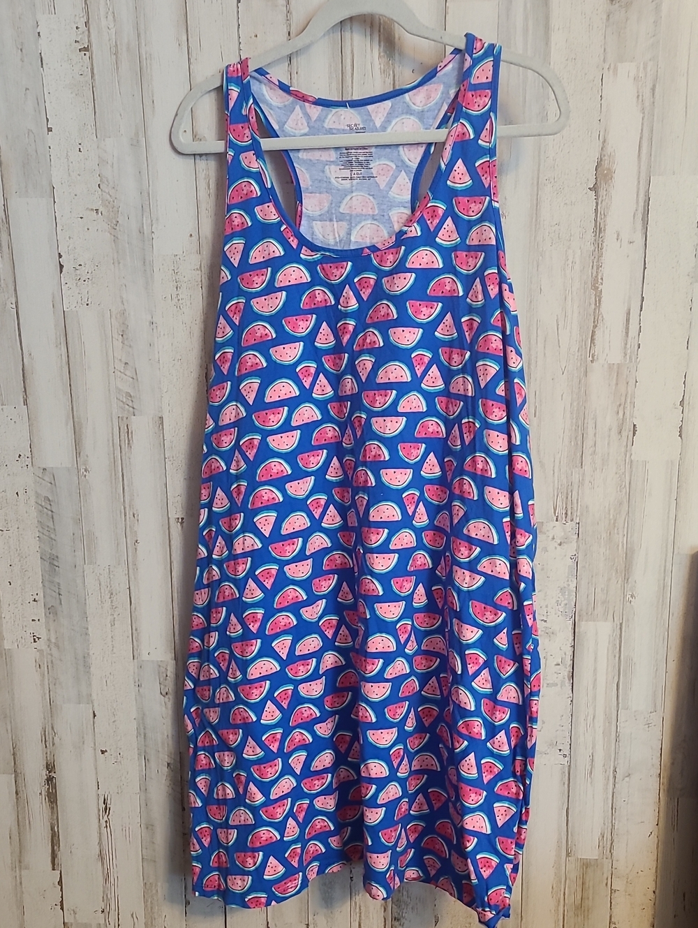Secret Treasures Blue Sleep Top with Pink Watermelon Motif